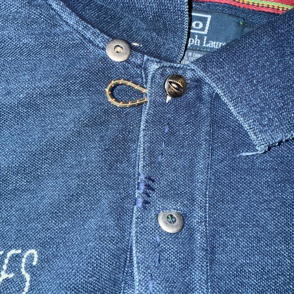 Vintage Men’s  Polo Ralph Lauren Shirt Indigo USNC Dragon Embroidered 2XB - Picture 4 of 6